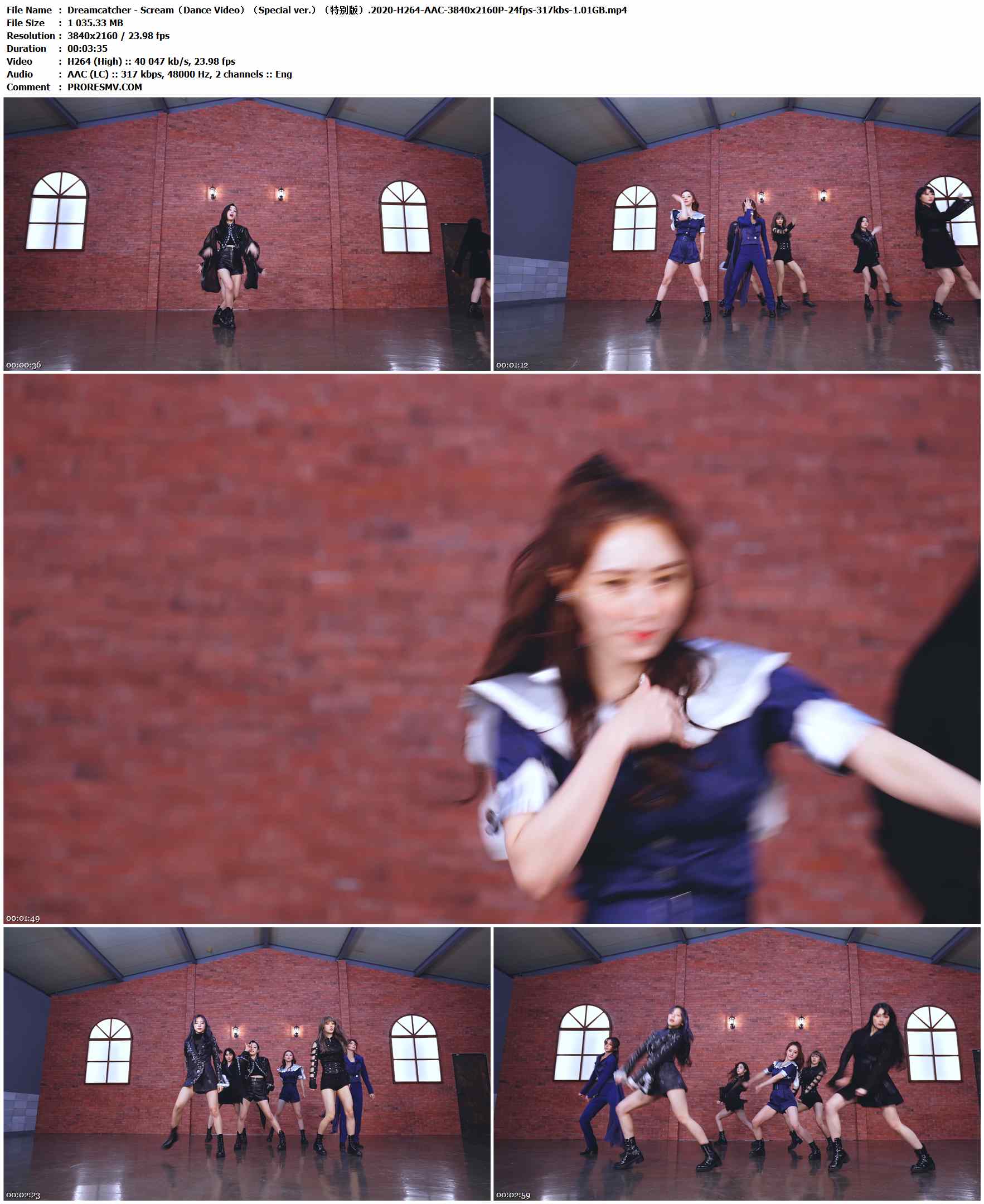 Dreamcatcher - Scream（Dance Video）（Special ver.）（特别版）.2020-H264-AAC-3840x2160P-24fps-317kbs-1.01GB官方MV_高清MV